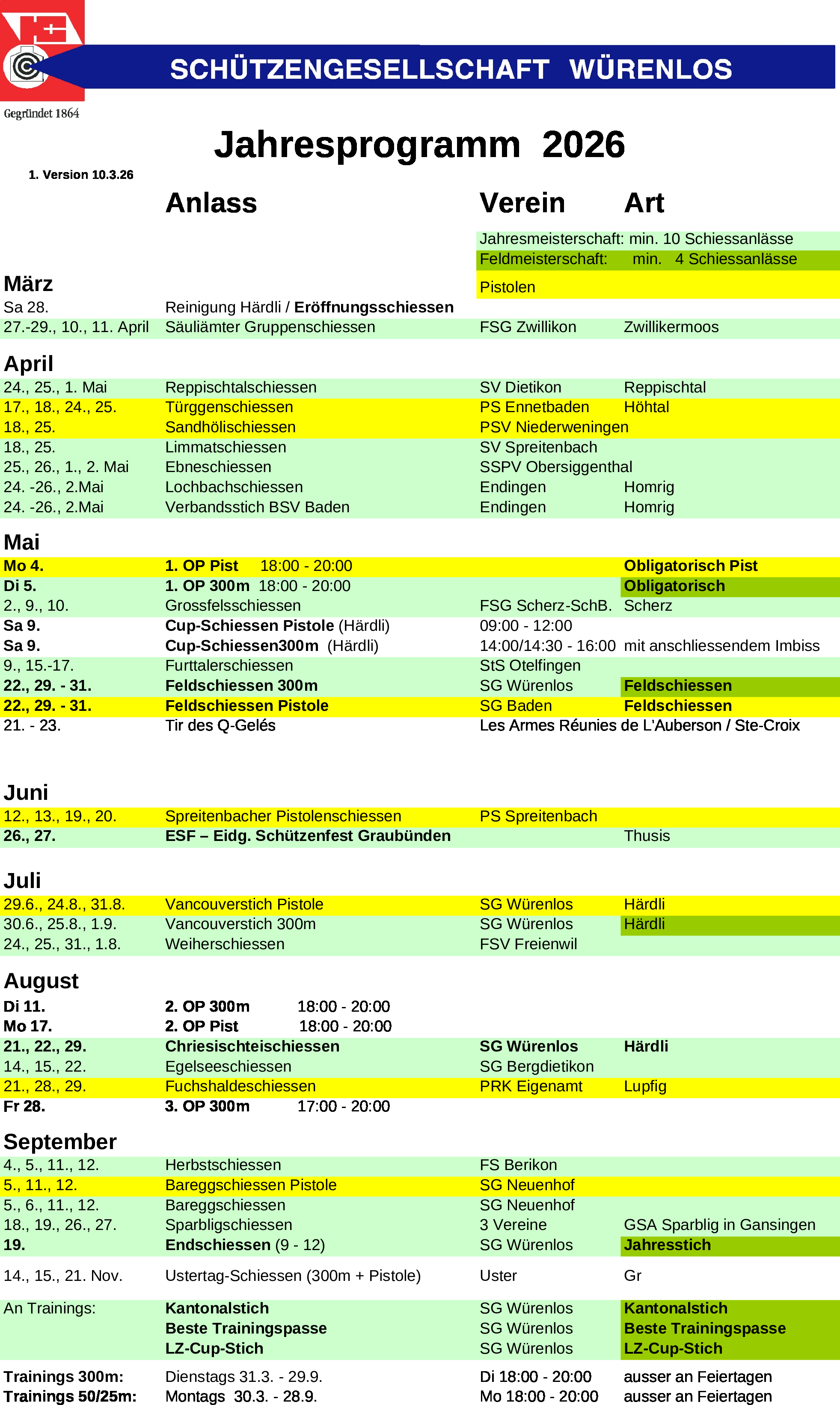 Jahresprogramm 2026